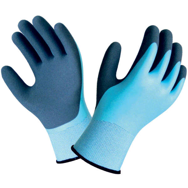 Universal work glove fine knit 13G with blue latex coating